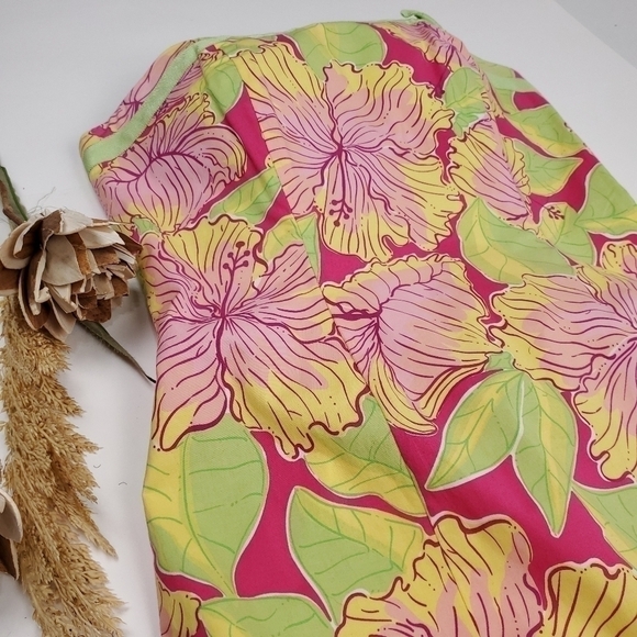 Lilly Pulitzer Pink Green Yellow Strapless Dress 6 - Picture 5 of 16